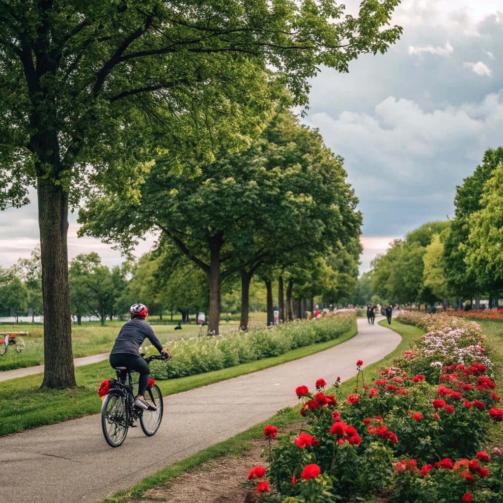 Customer on a bicycle at the park
